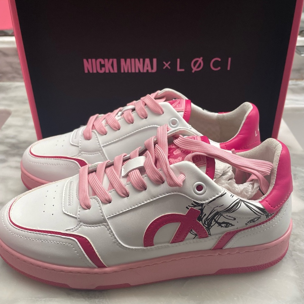 Nicki Minaj x LØCI Pink and White Sneakers